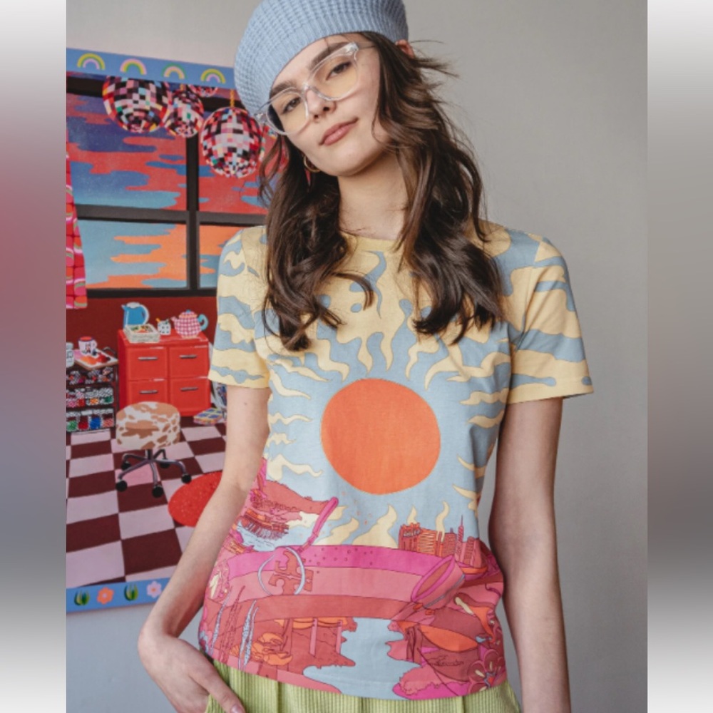 Tory Burch Graphic T Shirt limited edition size M Rachael Tarravechia GUC